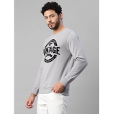 UrbanMark Men Regular Fit Printed Full Sleeves Round Neck Fleece Sweatshirt-Light Grey - None