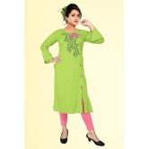 haya fashion - Lime Green Rayon Women's Straight Kurti ( Pack of 1 ) - None