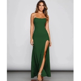 clafoutis Lycra Solid Full Length Womens Side Slit Dress - Green ( Pack of 1 ) - None