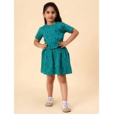 Diaz Turquoise Cotton Girls Top With Skirt ( Pack of 2 ) - None