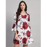 Curvydrobe Crepe Printed Mini Womens A-line Dress - White ( Pack of 1 ) - None