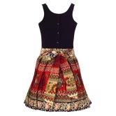 Girls Black & Red Printed Fit and Flare Dress - None