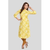 Meher Impex Cotton Printed Straight Womens Kurti - Yellow ( Pack of 1 ) - None