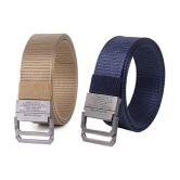 Zacharias - Multicolor Canvas Men's Casual Belt ( Pack of 2 ) - None