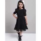 MINI & MING Girls Puff Sleeve Georgette Fit & Flare Dress