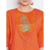 Women Orange Printed Top with Skirt