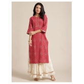 KSUT Red Cotton Straight Kurti - Single - M