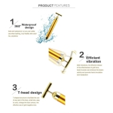 Gold T-Shaped Waterproof Face Massager Rejuvenate & Refresh Your Skin