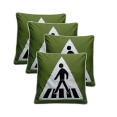 Hugs'n'Rugs Green Embroidery Cotton Cushion Cover - Pack Of 4