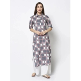 Antaran Cotton Checks Straight Womens Kurti - Grey ( Pack of 1 ) - None