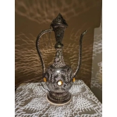 Aarna Creations Metal Lamp in Surai Shape| Carved Brass Designer Lamp with Antique Coat| Metal Antique Lamp in Surai Shape