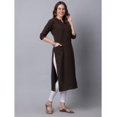 Pistaa - Brown Cotton Women's Straight Kurti ( Pack of 1 ) - None