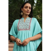 Juniper - Light Blue Rayon Flex Womens Kaftan Kurti ( Pack of 1 ) - None