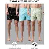 broon Black,Blue,Green BOXER SHORTS Cotton Men's Boxer- ( Pack of 3 ) - None