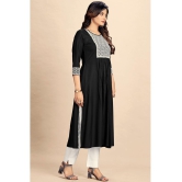 Glomee Rayon Embroidered Straight Women's Kurti - Black ( Pack of 1 ) - None