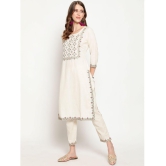 Antaran Cotton Embroidered Kurti With Pants Women's Stitched Salwar Suit - White ( Pack of 2 ) - None