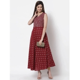 Kbz Cotton Maroon Fit And Flare Dress - Single - M