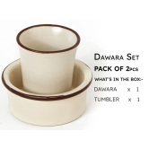 Premium Ceramic Dawara Set, Tea Dabara Set, Tumbler Set for Authentic South Indian Filter Coffee, Serving Drinkware, Set of 1, 120 ml, Off White