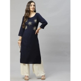 HIGHLIGHT FASHION EXPORT - Navy Blue Cotton Womens Straight Kurti ( Pack of 1 ) - None