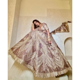 Rose gold silk lehenga-L / Mint green