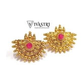 VIVASTRI Golden Stud Earrings ( Pack of 1 ) - Golden