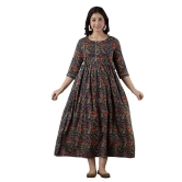 KASHVI Creation Women's Cotton Floral Printed Anarkali Maternity Feeding Kurti-Navy Blue