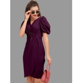 A TO Z CART Polyester Solid Knee Length Womens Bodycon Dress - Wine ( Pack of 1 ) - None