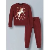 PLUM TREE Burgundy Cotton Girls Sweatshirt With Joggers ( Pack of 1 ) - None