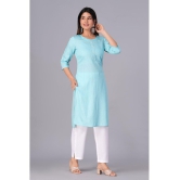 Doriya Cotton Blend Printed Kurti With Palazzo Women's Stitched Salwar Suit - Blue ( Pack of 1 ) - None