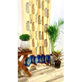 Elegant Blue Buta Design Curtain