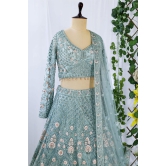 Aquatic Splendor: Kkashi Sea Green Lehenga