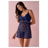 Clovia Lace Baby Doll Dresses With Panty - Blue Pack of 2 - S