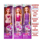 Fratelli Made 2 Move Doll with 3D Eyes - Best Gift for Girls -Hana Fashion Doll with 3D Eyes (Multicolour) Set of 3 Dolls