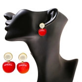 Red Cherry Earrings with Pearl Accents For Women & Girls - Design 3