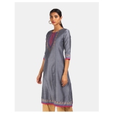 Karigari - Grey Polyester Women's A-line Kurti - M