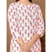 Rangita Women Cotton White Printed Knee Length Straight Kurti - None