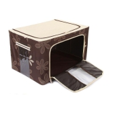 UberLyfe Foldable Cloth Storage Box with Steel Frames (Brown, 66L)