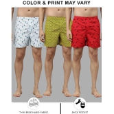 broon Blue,Navy,Red BOXER SHORTS Cotton Mens Boxer- ( Pack of 3 ) - None