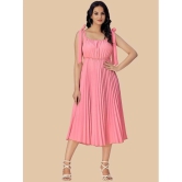 Glomee Crepe Solid Midi Womens Fit & Flare Dress - Coral ( Pack of 1 ) - None