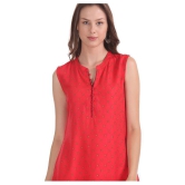 Karigari - Red Rayon Women's Asymmetrical Kurti - L