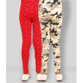 Kids Cave - Red Cotton Blend Girls Leggings ( ) - None