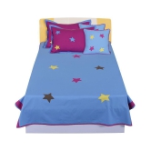 Hugs'n'Rugs Single Cotton Bedsheet with Two Pillow Covers & Two Cushion covers ( 200 x 150 cm ) - Dark Blue