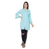 JC4U - Blue Rayon Womens Front Slit Kurti ( Pack of 1 ) - S