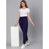 Oxolloxo Women Navy Blue Easy Wash Pleated Trousers