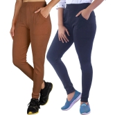 KARARO JEGGINGS - Cotton Blend Skinny Fit Mustard Womens Jeggings ( Pack of 2 ) - None