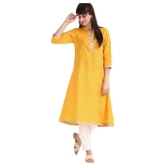 Karigari - Yellow Cotton Women's Flared Kurti ( Pack of 1 ) - XL