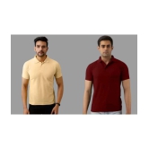 SKYRISE - Beige Cotton Blend Slim Fit Men's Polo T Shirt ( Pack of 2 ) - None