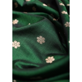 Bottle Green Banarasi Katan Silk Saree with Chunri Butis and Skirt Border | SILK MARK CERTIFIED