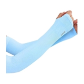 Auto Hub Blue Solid Riding Sleeves ( Single Set ) - Freesize