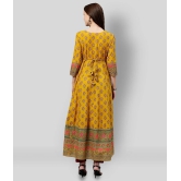 KIPEK - Yellow Cotton Womens Anarkali Kurti ( Pack of 1 ) - S